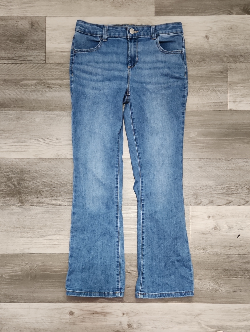 Light Blue Slight Flare Denim Adjustable Sinch Waist Jeans Girls Size 12